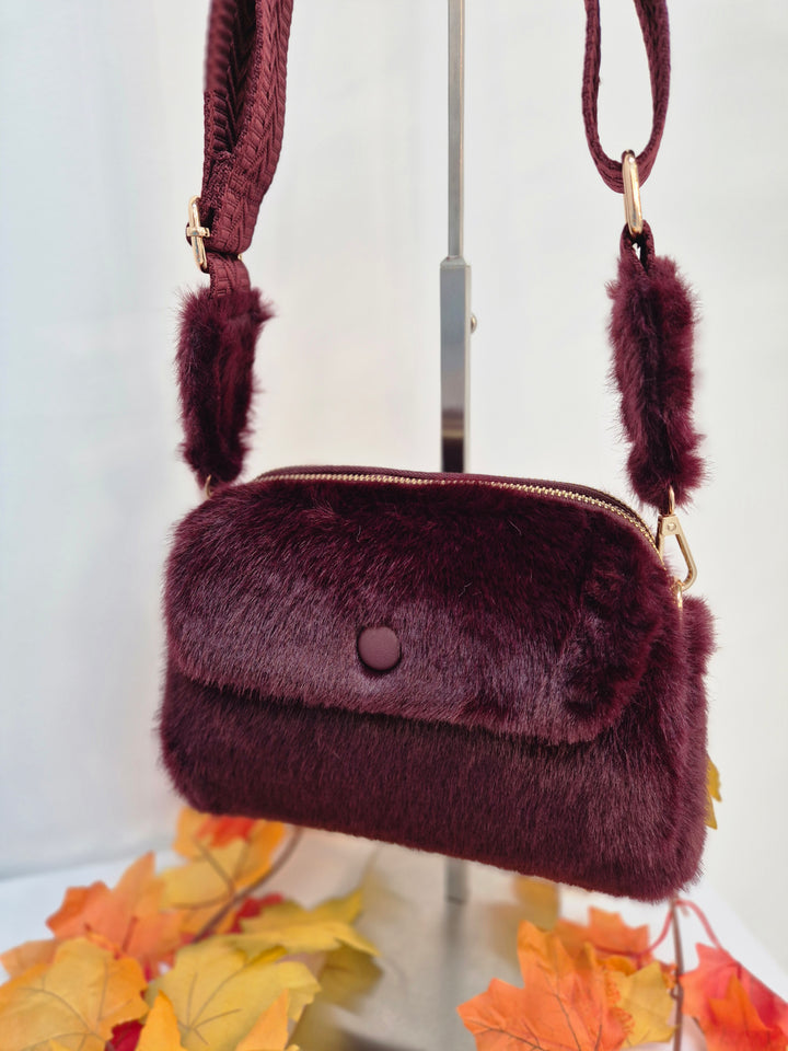 Oslo Faux Fur Bag - Wine