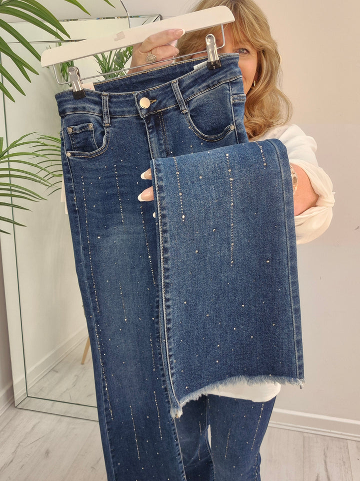 Stella Sparkly G Smack Flare Jeans - Dark Denim Stonewashed (choose your Size)
