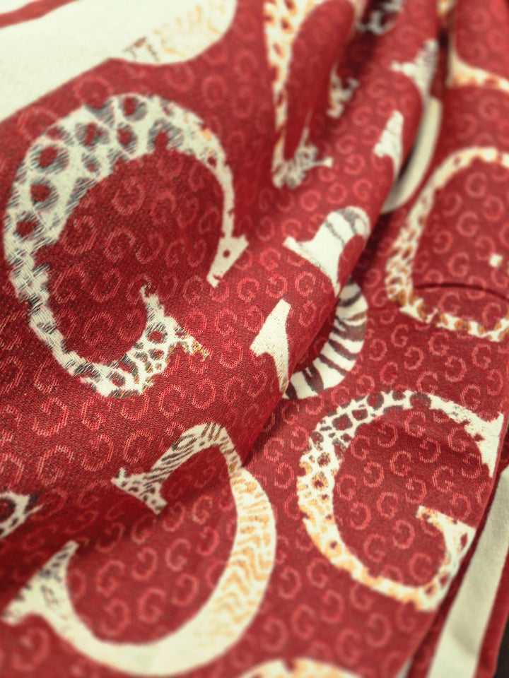 Gina Oversized Fringed Scarf - Wine