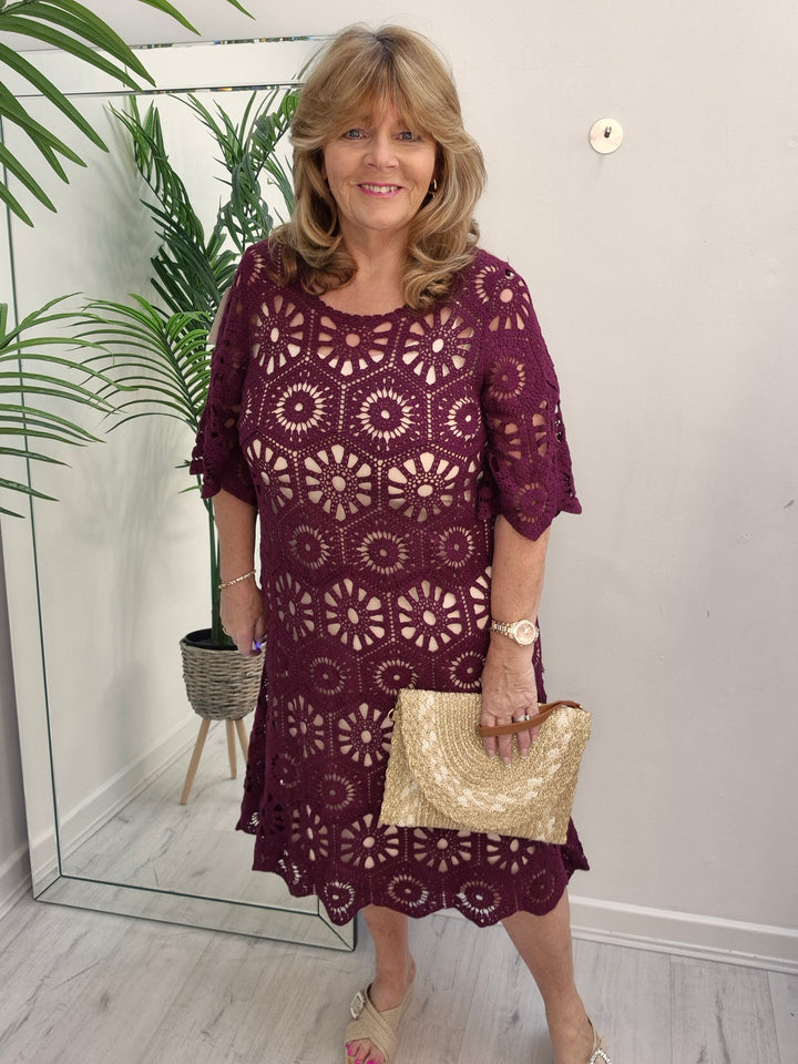 Amy Crochet Midi Dress - (choose your Colour) - (Loose Fit)