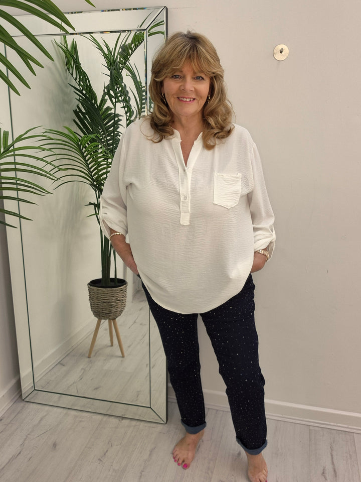 Aurora Sparkly G Smack Mom Jeans - Indigo Darkest Denim Stonewashed (choose your Size)