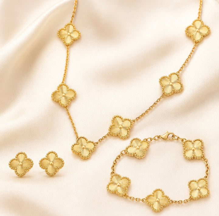 Clover - Gold Tone (choose either Earrings, Necklace or Bracelet)