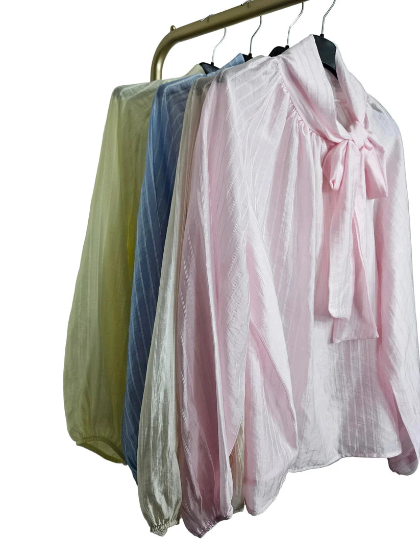 Tilly Tie Blouse - Pink - One Size (fitting Size 10 up to Size 16)