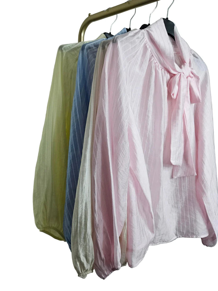 Tilly Tie Blouse - Pink - One Size (fitting Size 10 up to Size 16)