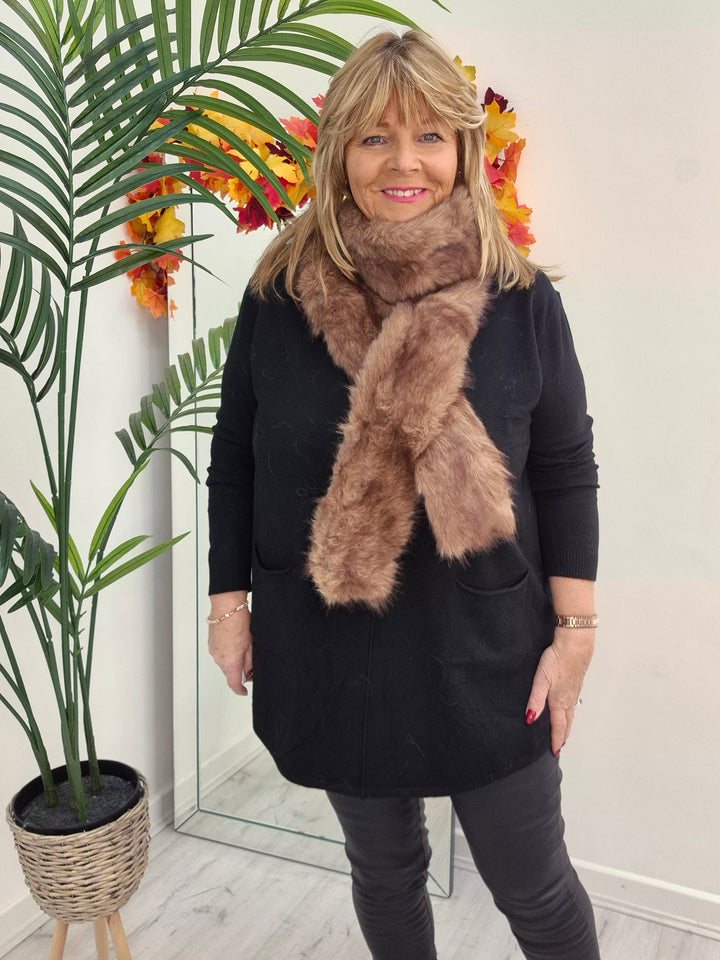 Oslo Faux Fur Long Scarf - Milk Chocolate