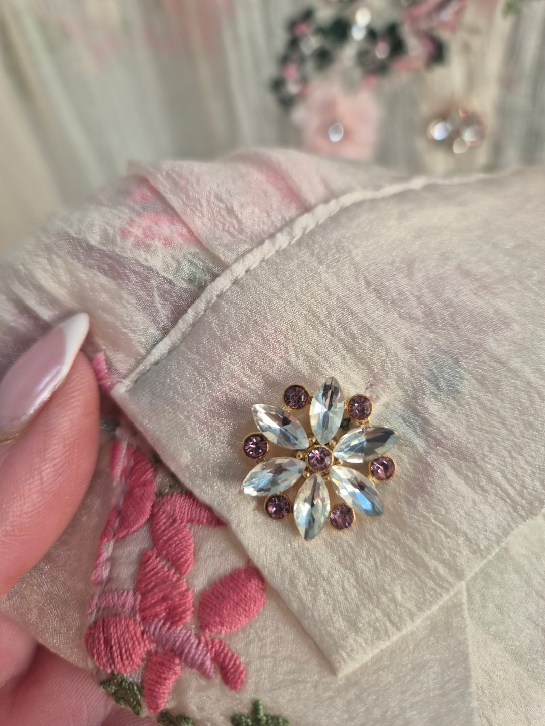 Jasmine Embroidered Blouse with Crystals & 3D Applique One Size, fitting from Size 12 to Size 16