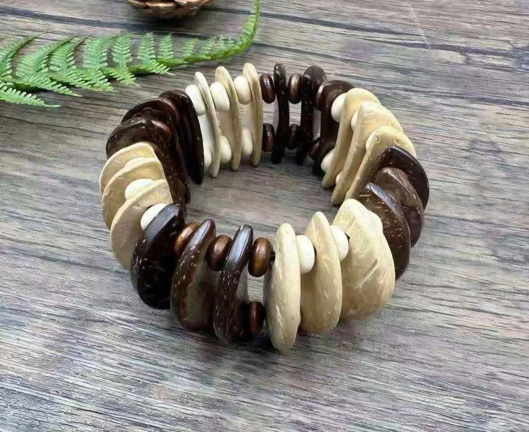 Beachlife Driftwood Bracelet (Stretchy) - Chocolate & Natural