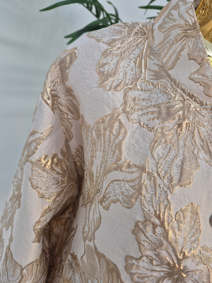 Emma Embossed Jacket - Gold Metallic (One Size, fitting from Size 10/12 up to Size 16/Small Size 18)