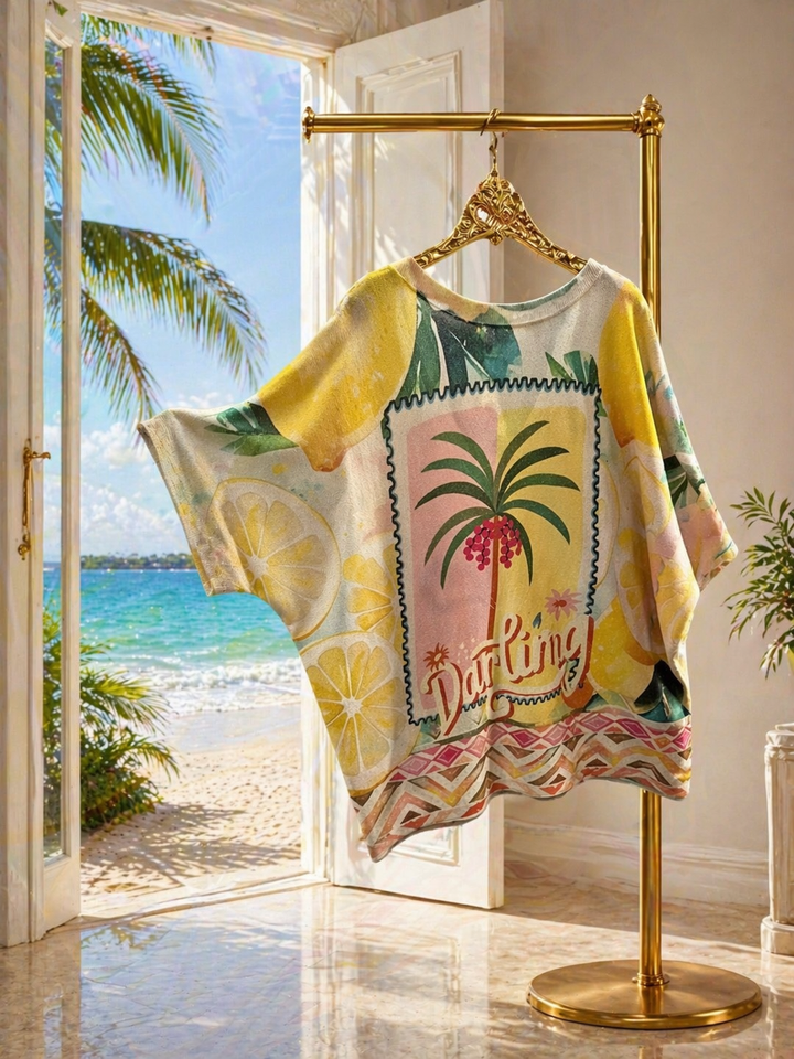 Carla Shimmer Oversized Top - Darling with Gold Foil (One Size/Curvy fitting from Size 14/16 up to Size 20/22)