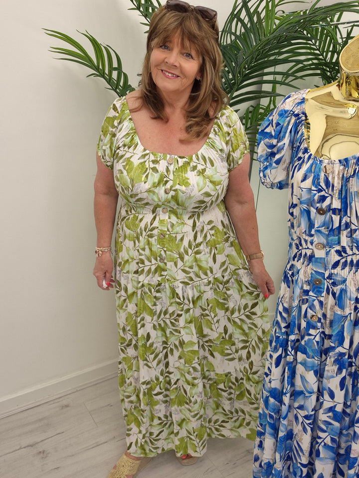 Sicily Magic Bardot Dress with Metallic Gold Foil - (choose your Colour) - One Size/Curvy