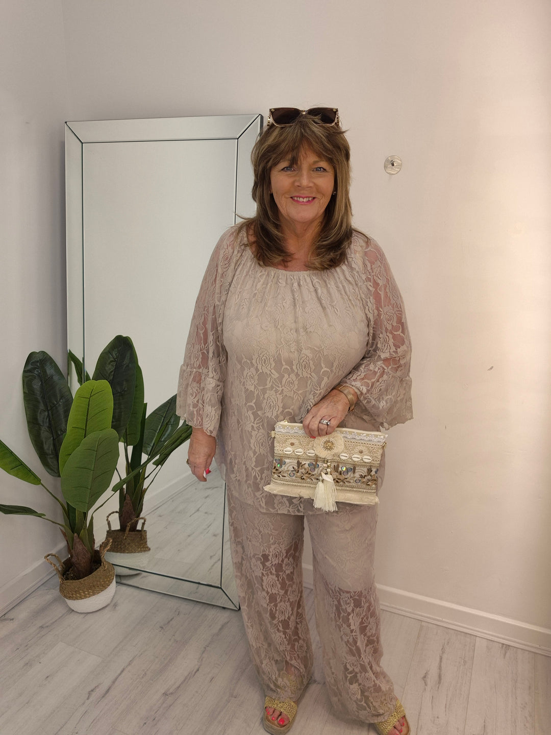 Florence Lace Bardot Co-ord Set - (choose your Colour) - (Curvy)