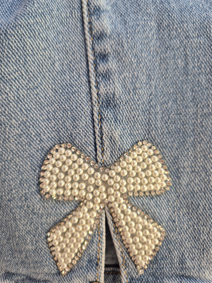 Crystals & Pearls Bow Jeans G Smack (choose your Size)