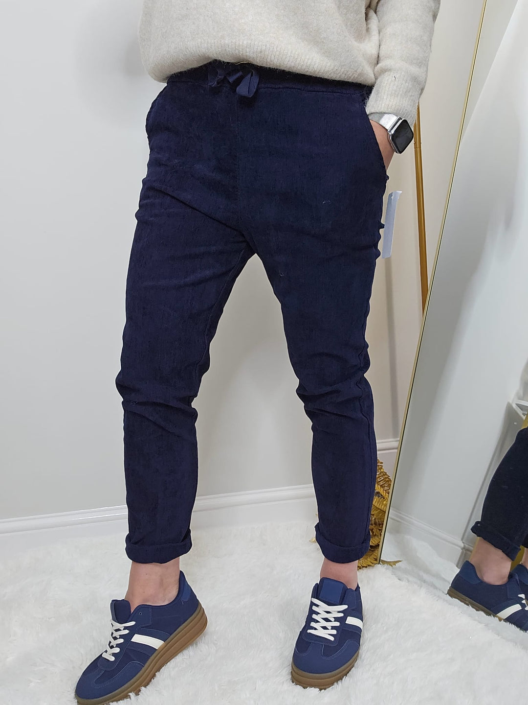 Magic Superfine Cord Pants - Navy (One Size, fits from Size 10/12 to Size 16/18)