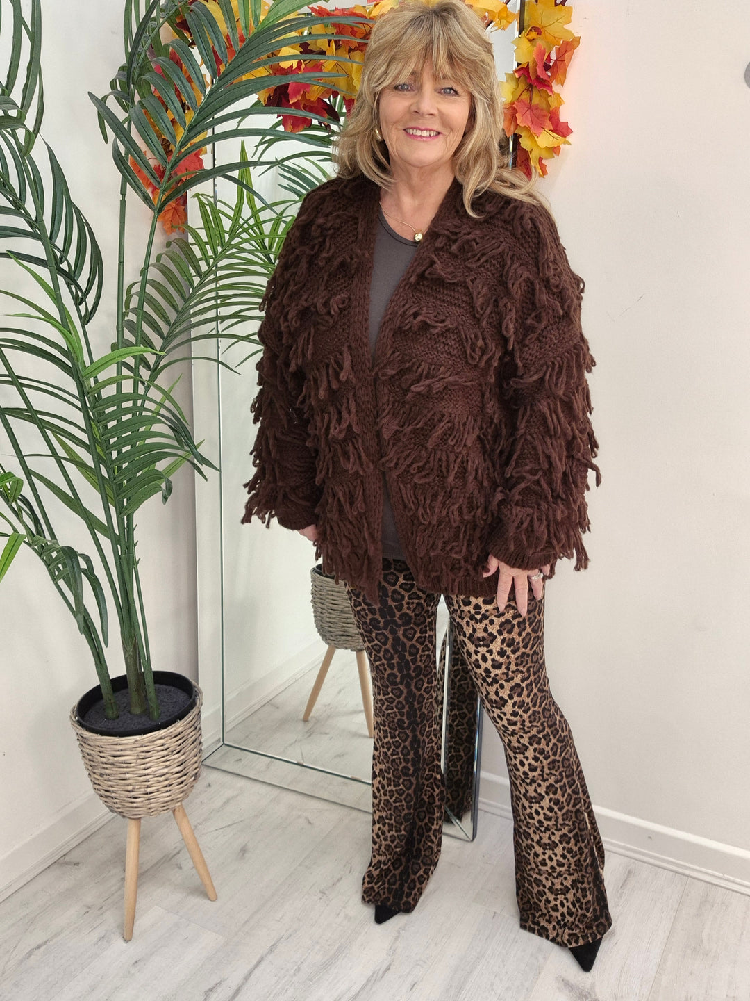 Shaggy Cardigan (Oversized) Long Length - Chocolate