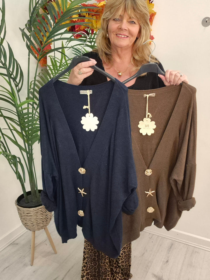 Sally Super Soft Cardigan - Chocolate (Oversized, fits from Size 14 to Size 20)