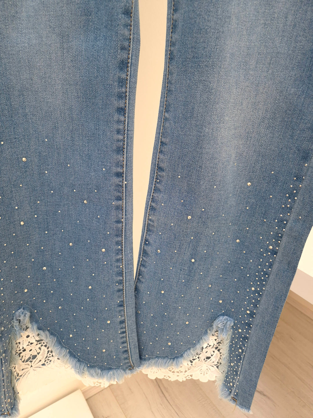 Crystal & Crochet Lace Flare Jeans - (choose your Size)