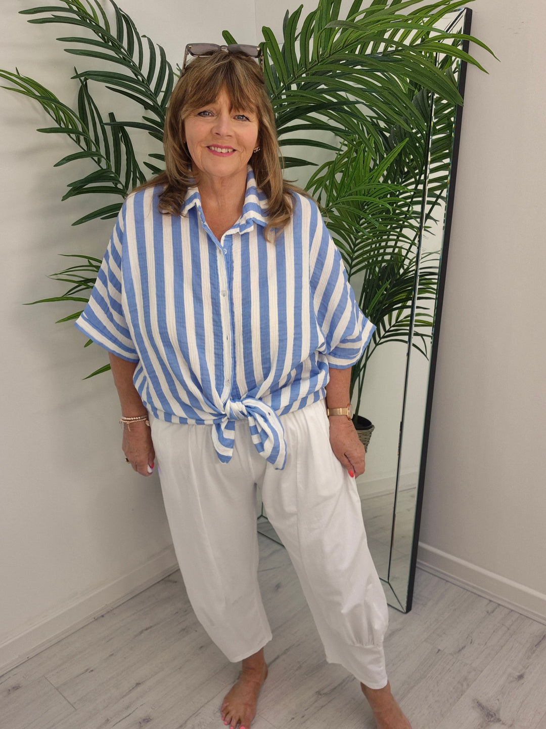 Kizzy Cocoon Pants - White (Curvy)