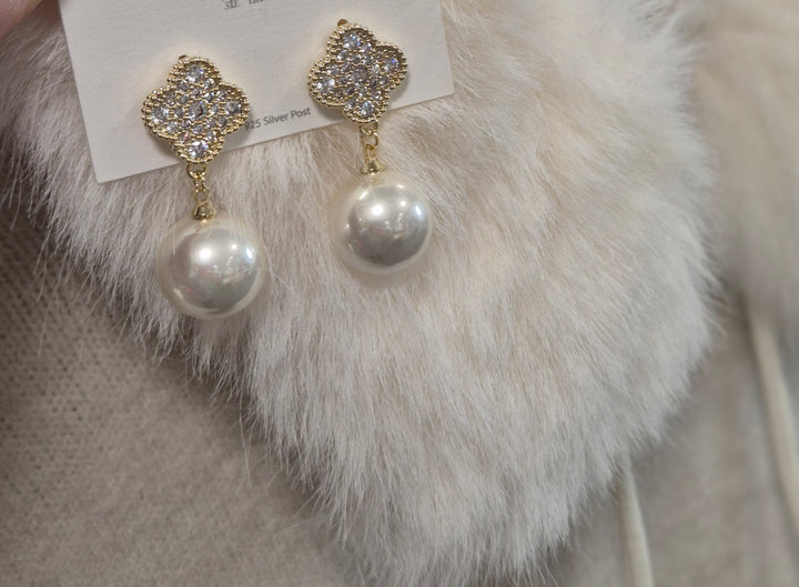 Crystal & Pearl Earrings - (Pierced)
