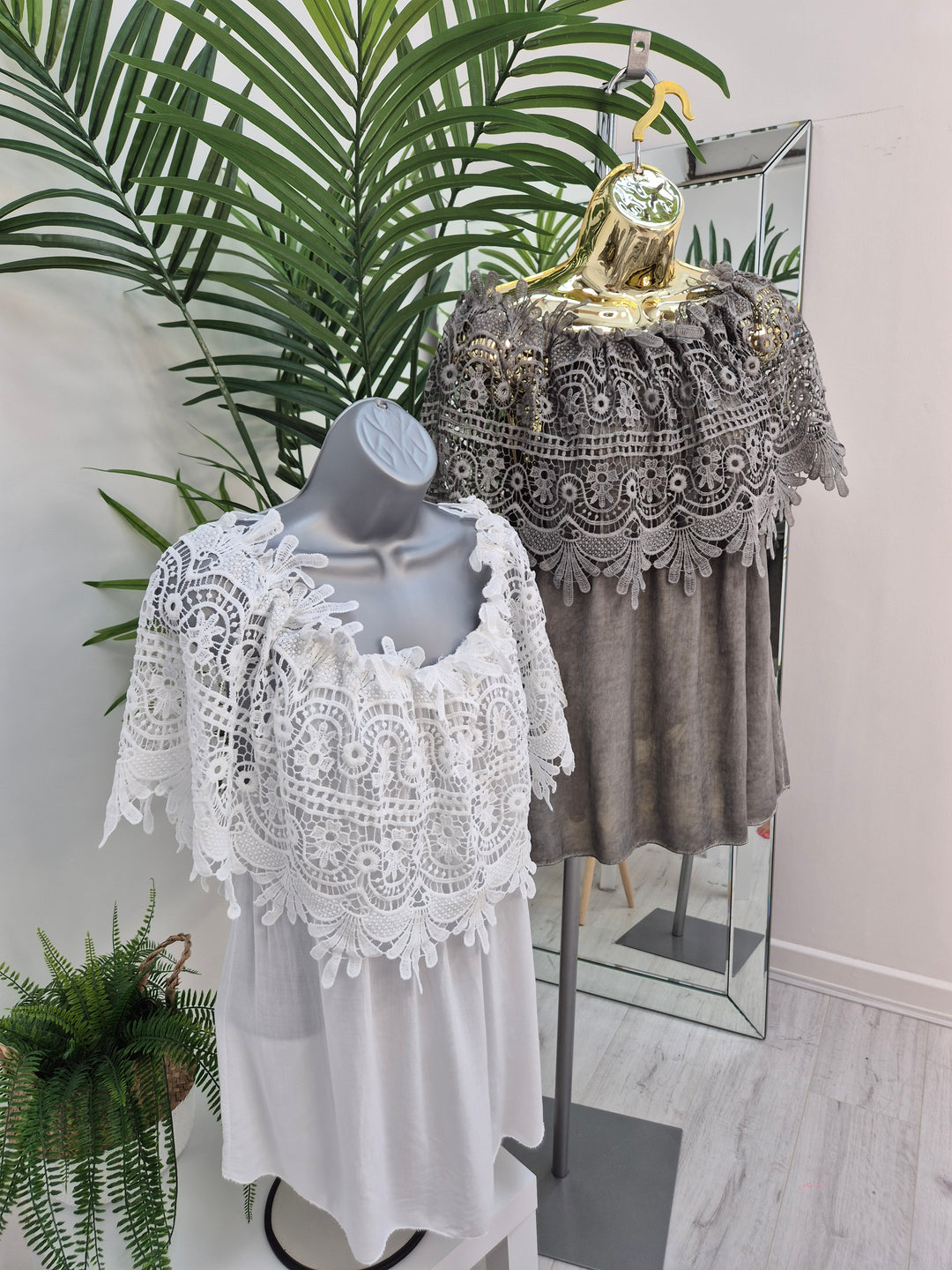 Florence Lace Bardot Top - (choose your Colour)