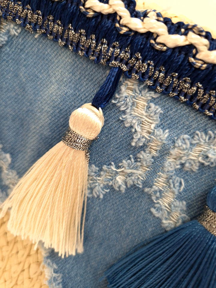 Boho Denim & Tassels Clutch Bag - Denim