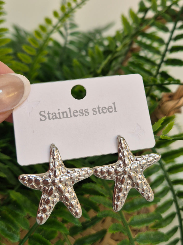 Starfish Earrings - Silver Tone (Pierced)