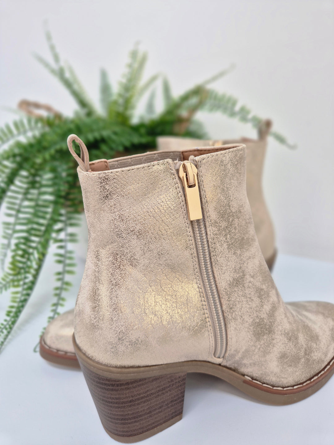 Denver Ankle Boots - (choose your Size) - Champagne Gold Shimmer