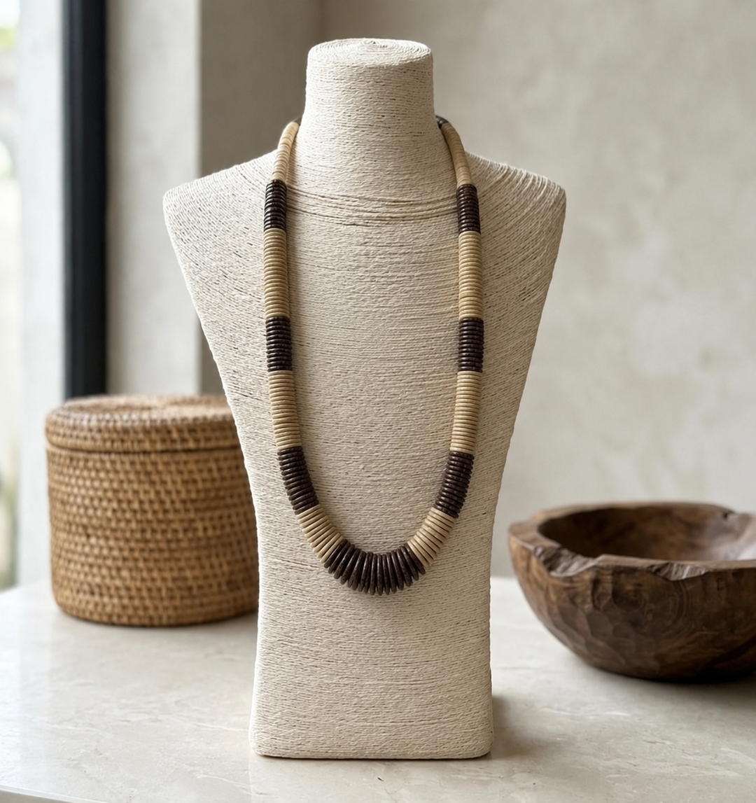 Disc Graduating Necklace - Chocolate/Naturals