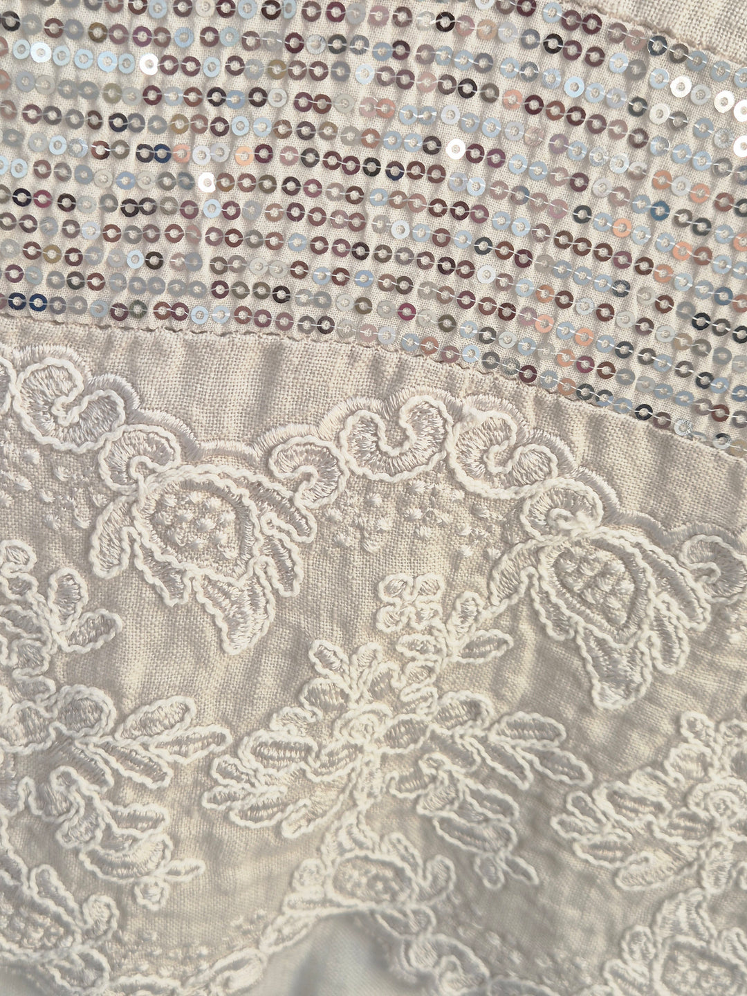Amalfi Linen Sequin Co-ord Set (2 Piece) - (One Size, fits from Size 12 to Size 16/Small 18) - Beige