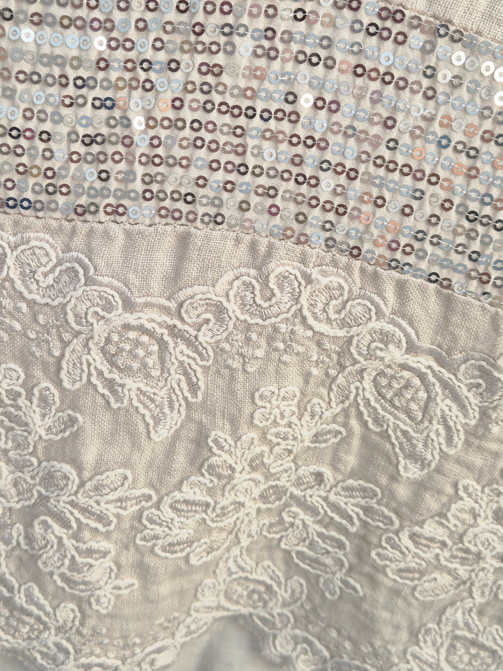 Amalfi Linen Sequin Co-ord Set (2 Piece) - (One Size, fits from Size 12 to Size 16/Small 18) - Beige