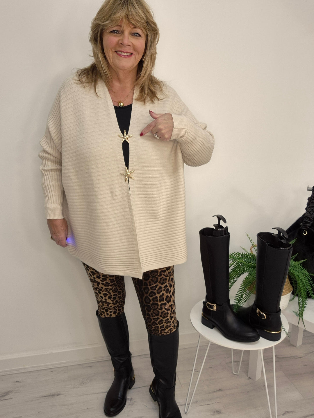 Starfish Super Soft Cardigan - Cream (Oversized, fits from Size 12/14 to Size 18)