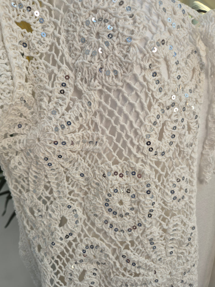 Es Cana Sparkly Shrug (One Size - fits from Size 10 up to Size 16) - White