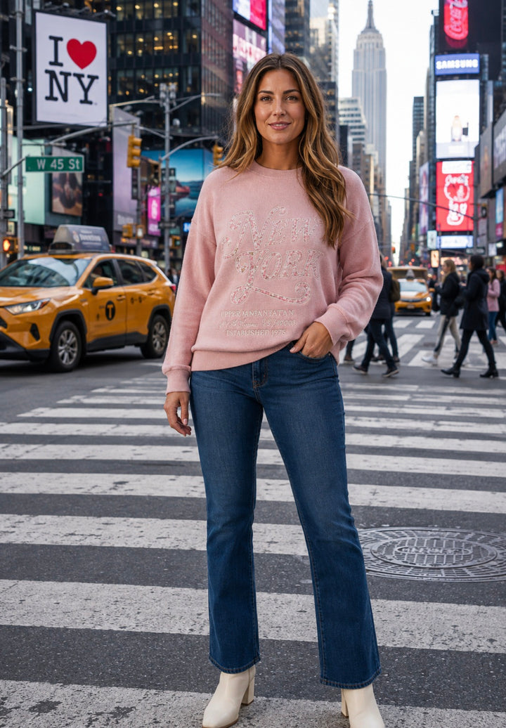 New York Super Soft Fine Knit Jumper (One Size - up to Size 16) - Pink