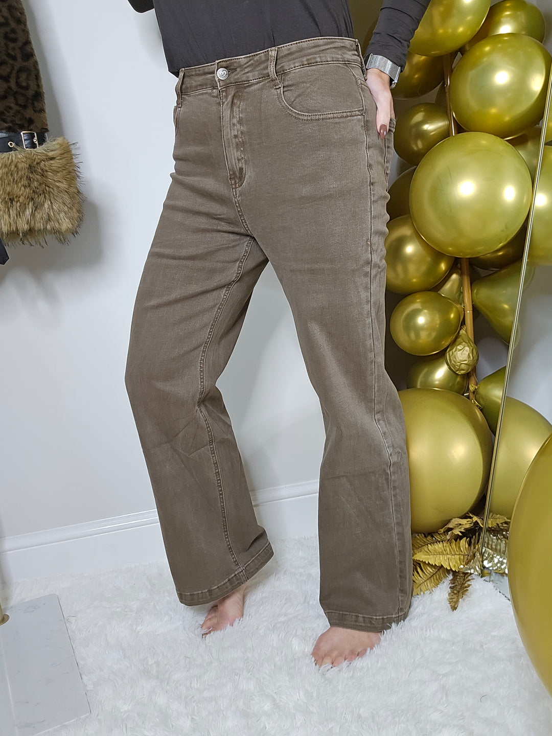Milas Wide Leg Jeans - Chocolate - (choose your Size)