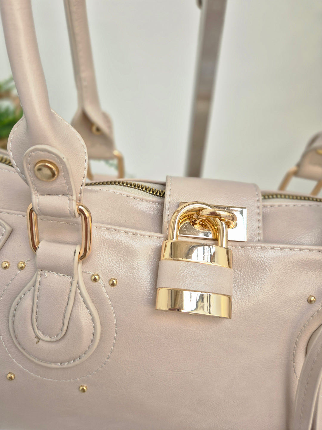 Mia Faux Leather Bag - Beige