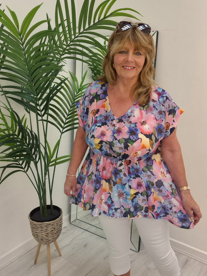 Floral Floaty Top - (choose your Colour)