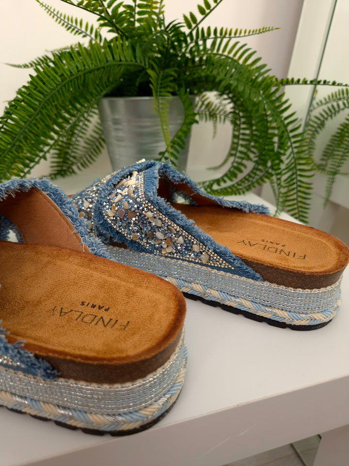 Bali Slip On Sliders - Blue (choose your Size)