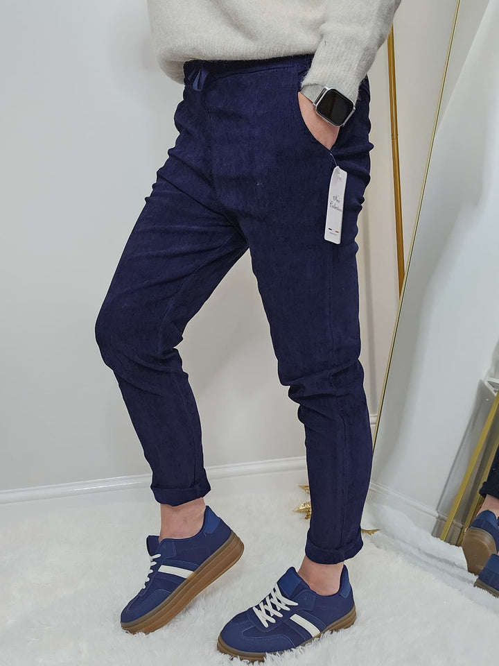 Magic Superfine Cord Pants - Navy (One Size, fits from Size 10/12 to Size 16/18)