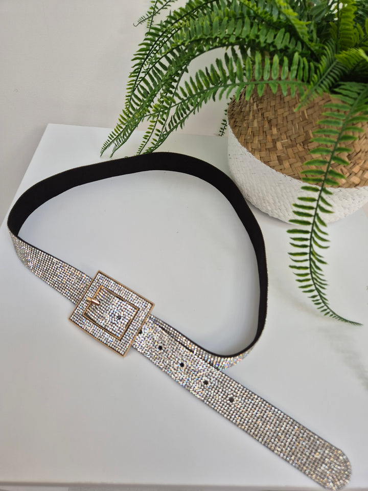 Sparkly Crystal Belt with Large Buckle