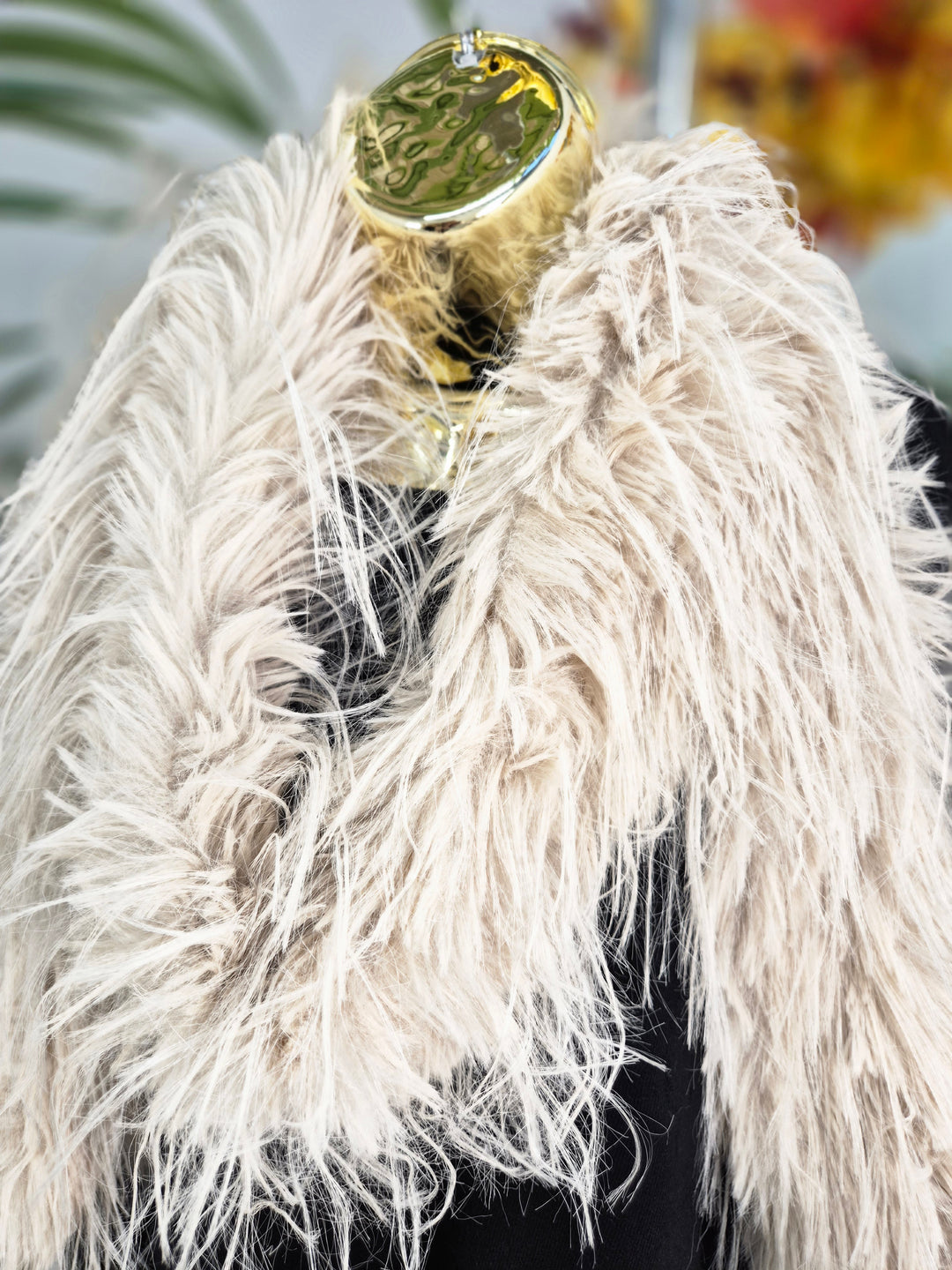 Oslo Faux Fur Shaggy Long Scarf - Cream