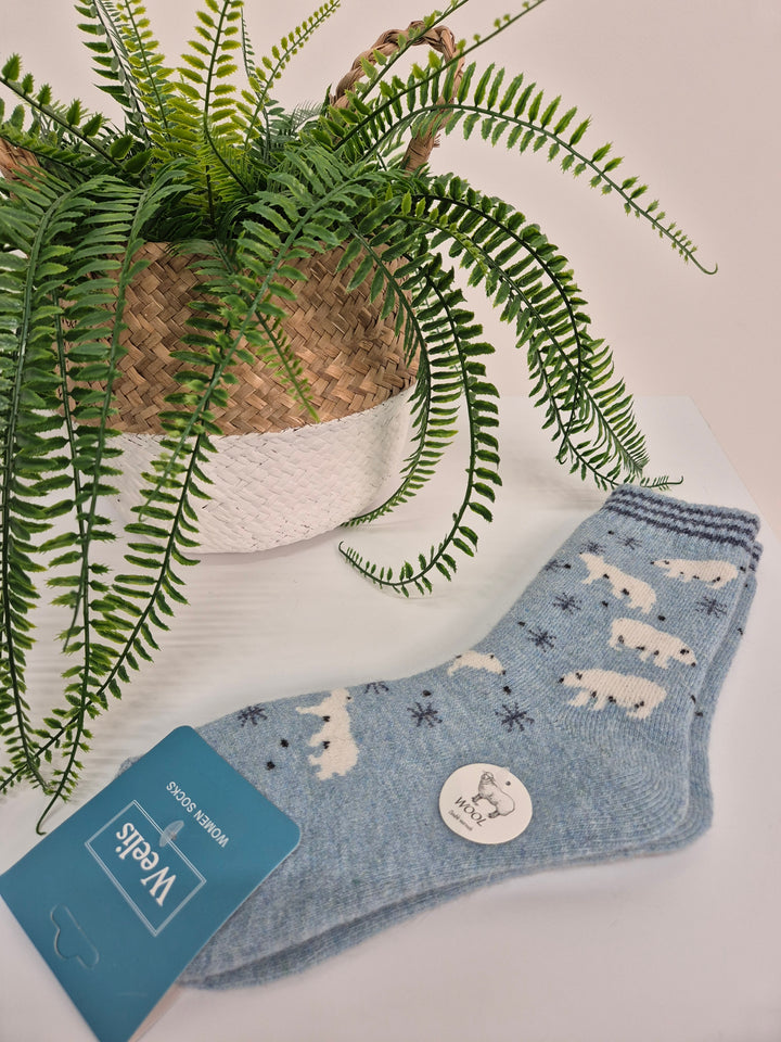 Cosy Soft Socks - (Polar Bear) - Blue