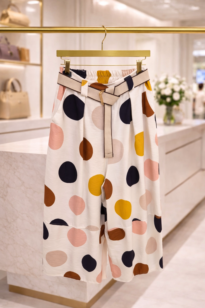 Dotty Culottes & Top Co-ord Set (2 Pieces) - (One Size, fits up to Size 16) - White/Multi