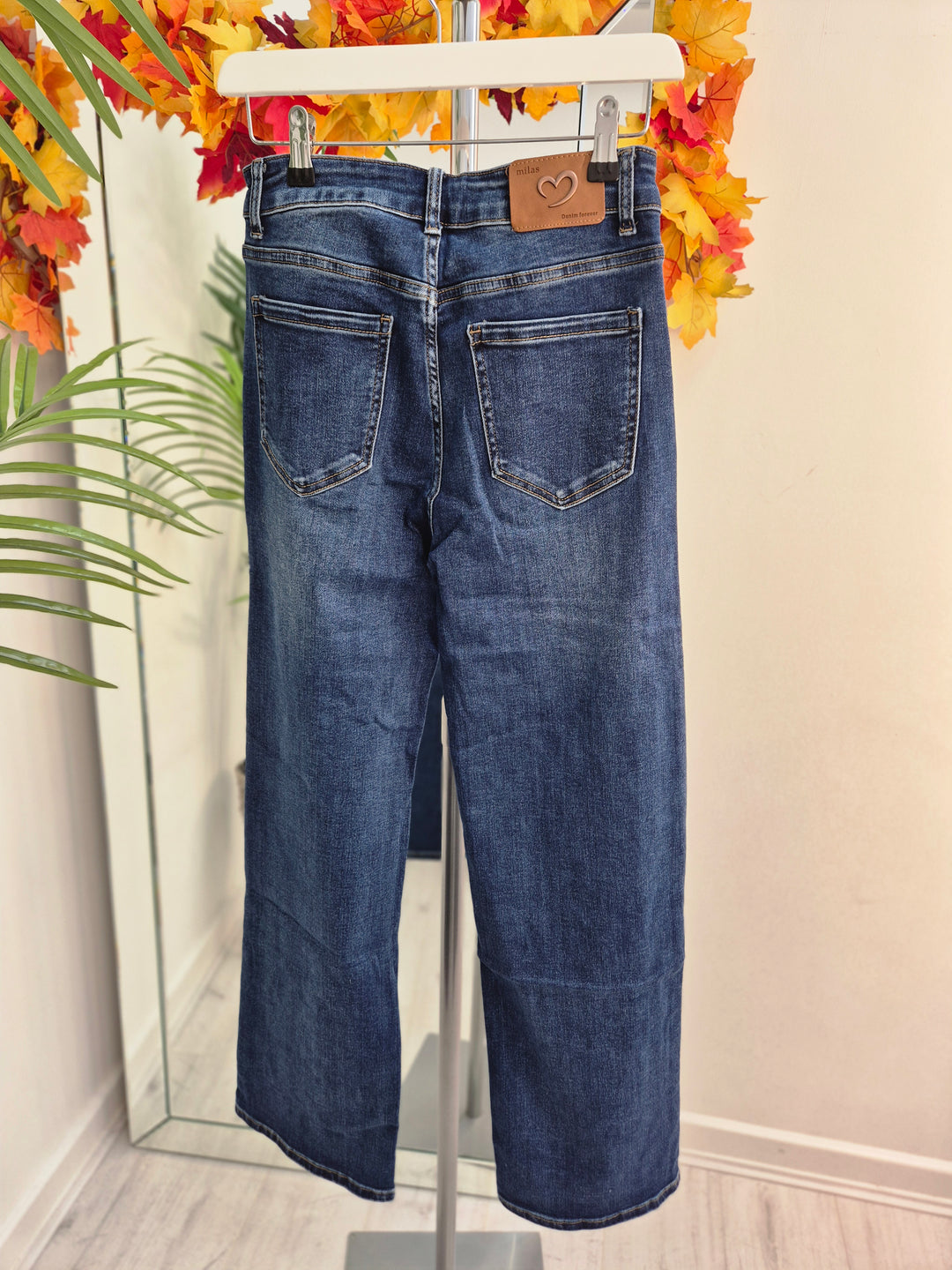 Milas Wide Leg Jeans - Dark Stonewashed - (choose your Size)