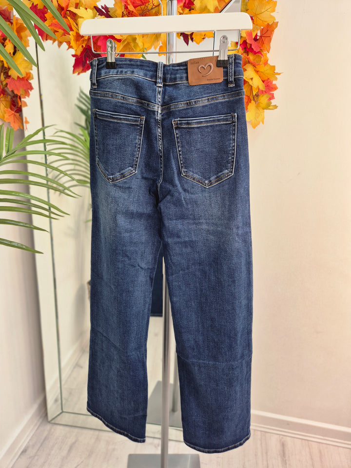 Milas Wide Leg Jeans - Dark Stonewashed - (choose your Size)