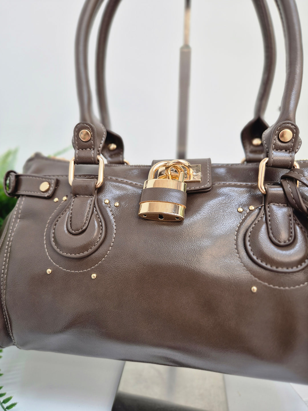 Mia Faux Leather Bag - Chocolate