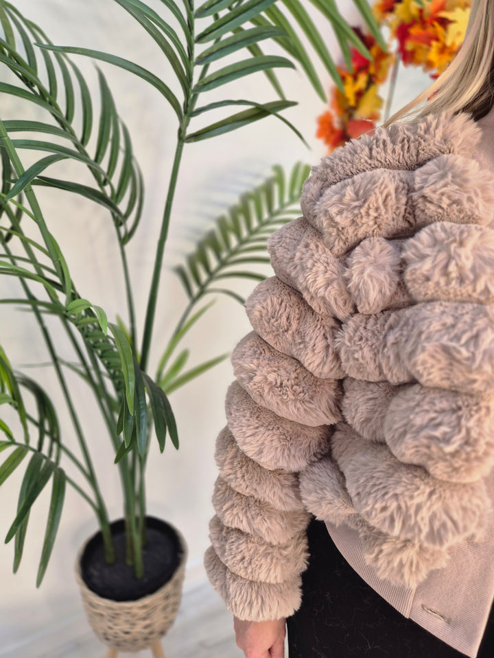 Oslo Faux Fur Cardigan (choose your Size) - Mocha