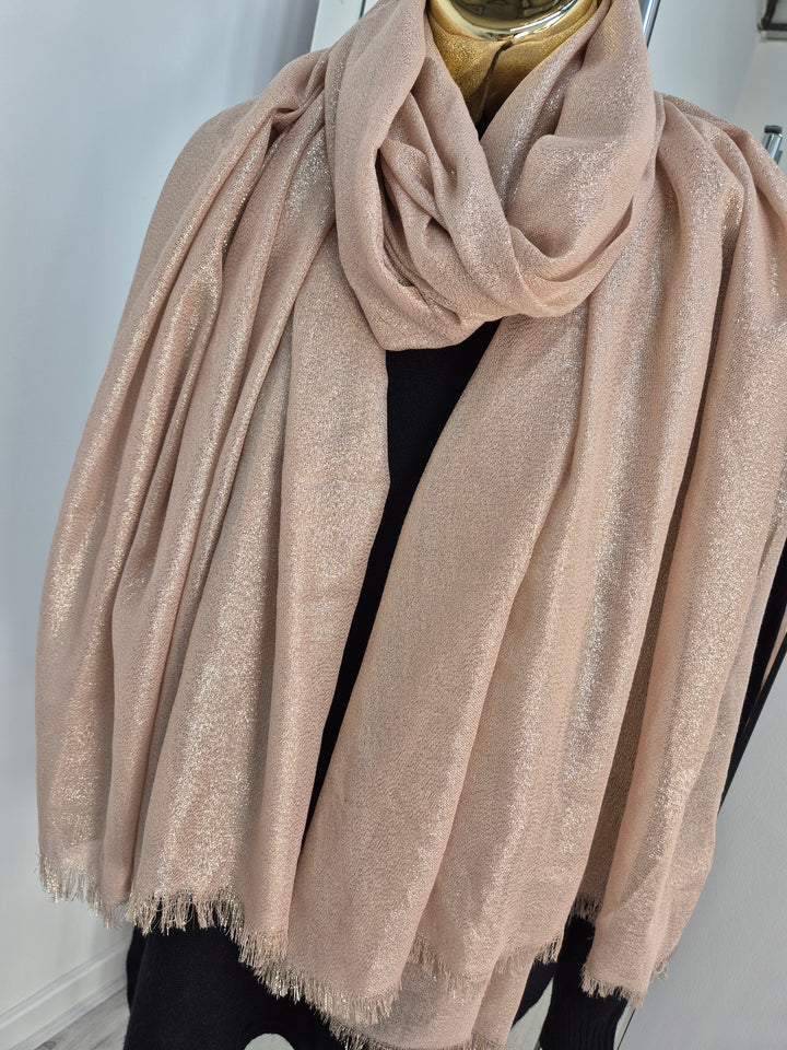 Oversized Metallic Scarf - Pink/Rose Gold