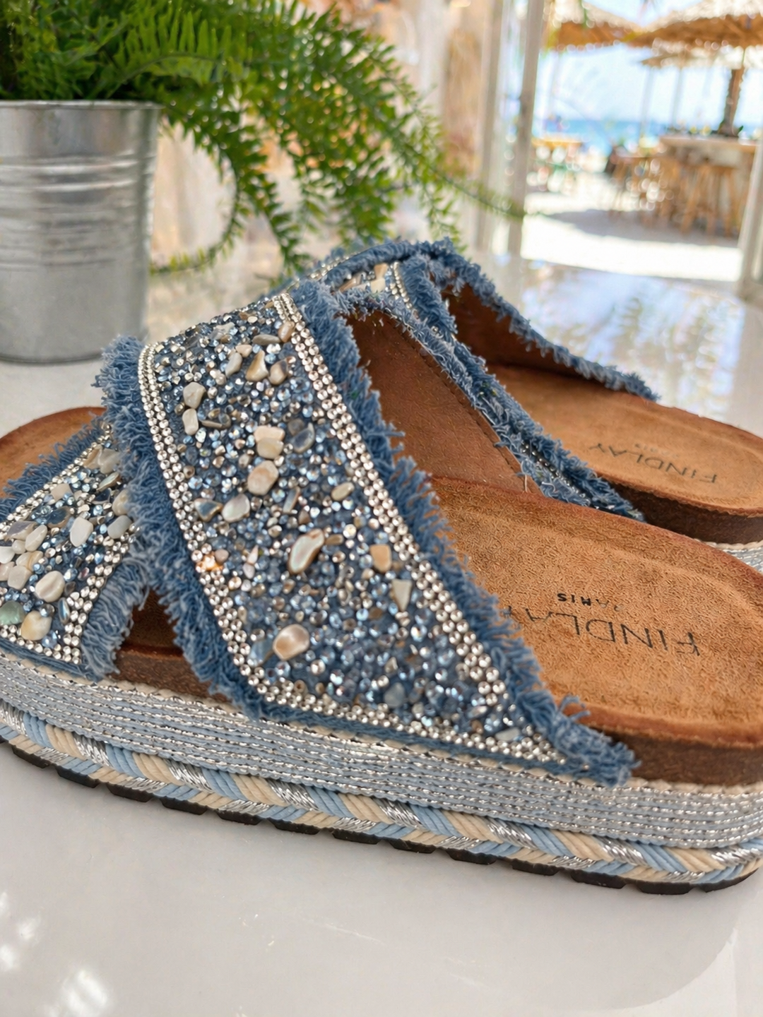 Bali Slip On Sliders - Blue (choose your Size)