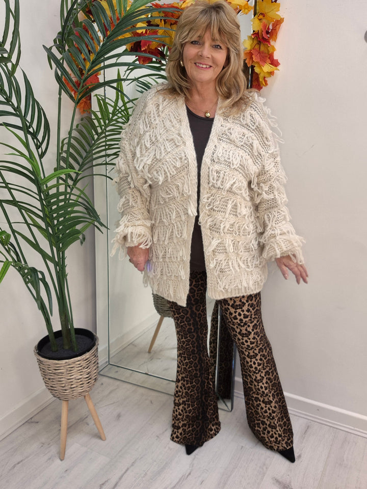 Shaggy Cardigan (Oversized) Long Length - Cream