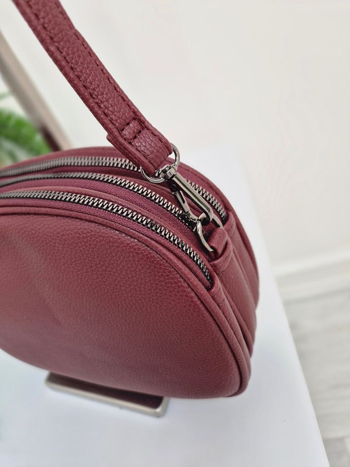 Jojo 3 Zipped Bag - Wine (Pewter Tone)