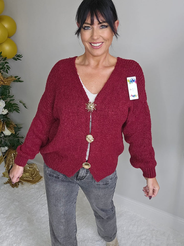 Clara Cosy Slouchy Cardigan (Oversized - fitting from Size 10/12 up to Size 16/18) - Wine